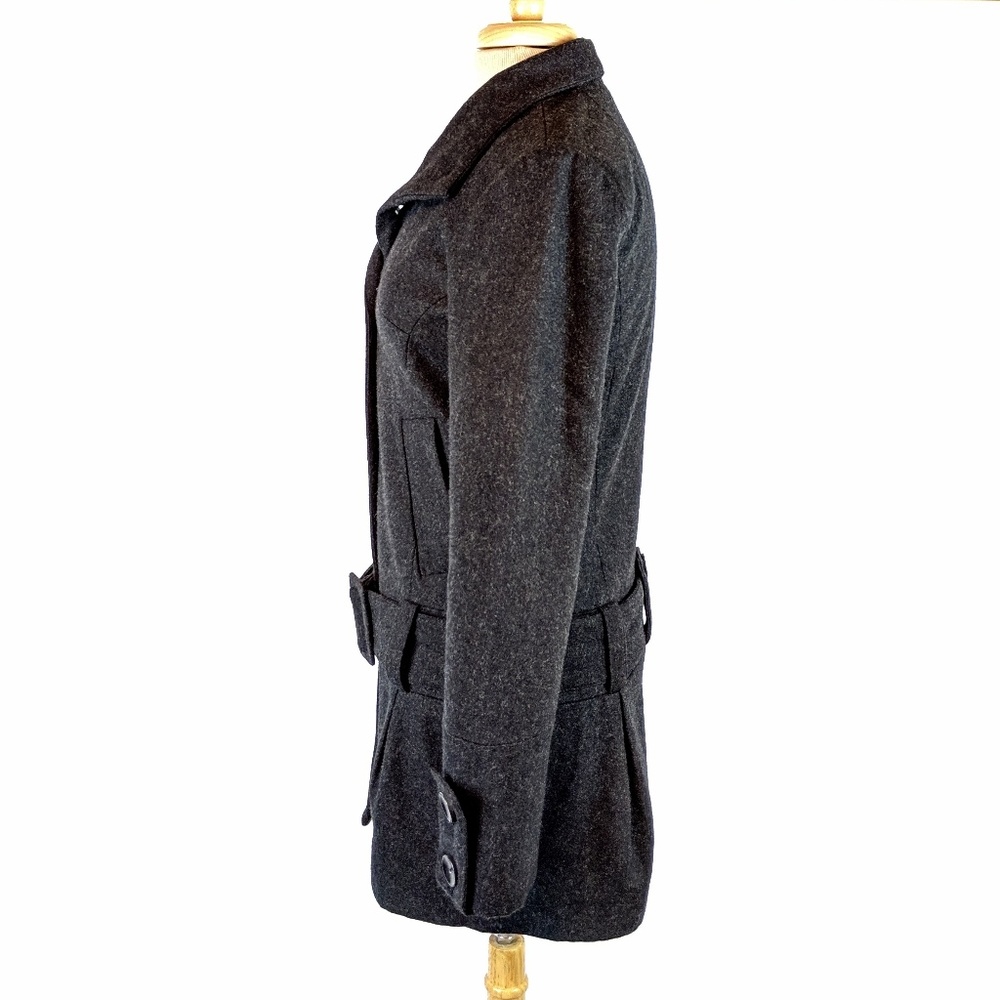 Bb Dakota Charcoal Gray Wool Blend Belted Funnel Neck Coat View 3